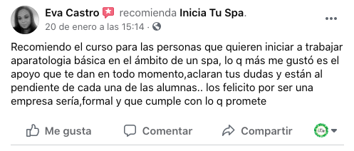 Recomendación curso de aparato logia de Spa de Eva Castro